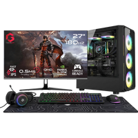 i5 14400F, 16GB RAM, 1TB SSD, RTX 5060 8GB OC, 750W PSU, 27" QHD 180Hz Monitor & All-In-One Gaming Bundle (Keyboard, Headset, Mouse & Mousepad) - Black | Gaming PC Bundle