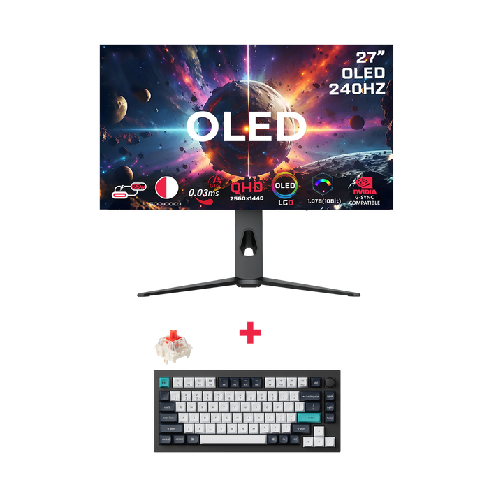 GAMEON 27" OLED 240Hz Monitor + Keychron Q1 Max Wireless Mechanical Keyboard
