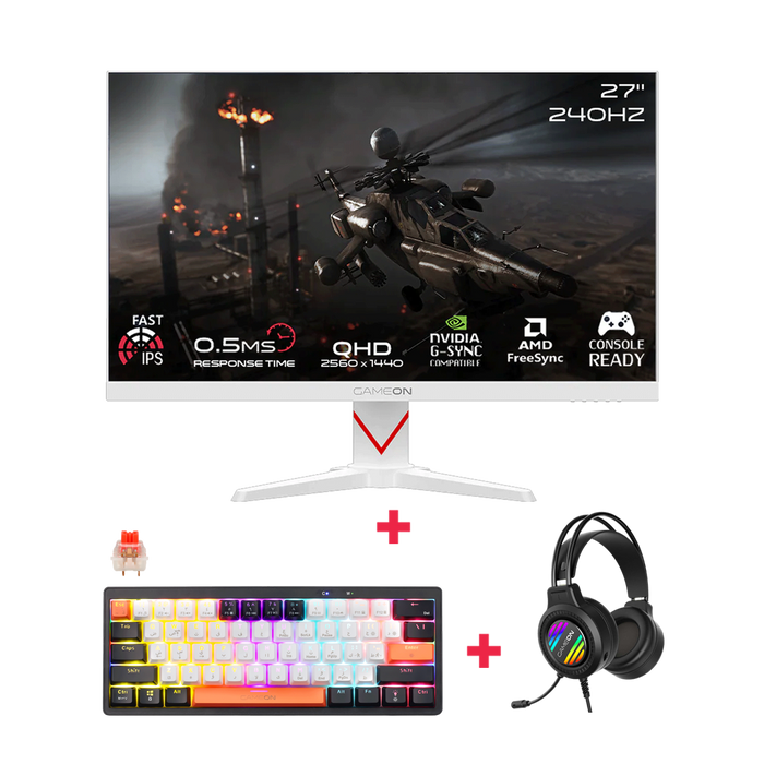 GAMEON 27" QHD 240Hz Monitor + Headset + Mechanical Keyboard