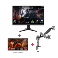 GAMEON 27" QHD 240Hz Monitor + 24" FHD 120Hz Monitor + Dual Monitor Arm