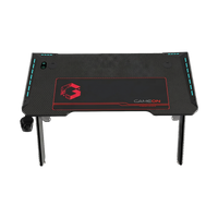 جيم أون, طاولة الألعاب بإضاءة RGB متدفقة (المقاس: 1200-600-720 مم) مع (800*300*3 مم - لوحة ماوس)، وخطاف سماعات رأس، وحامل أكواب - أسود 