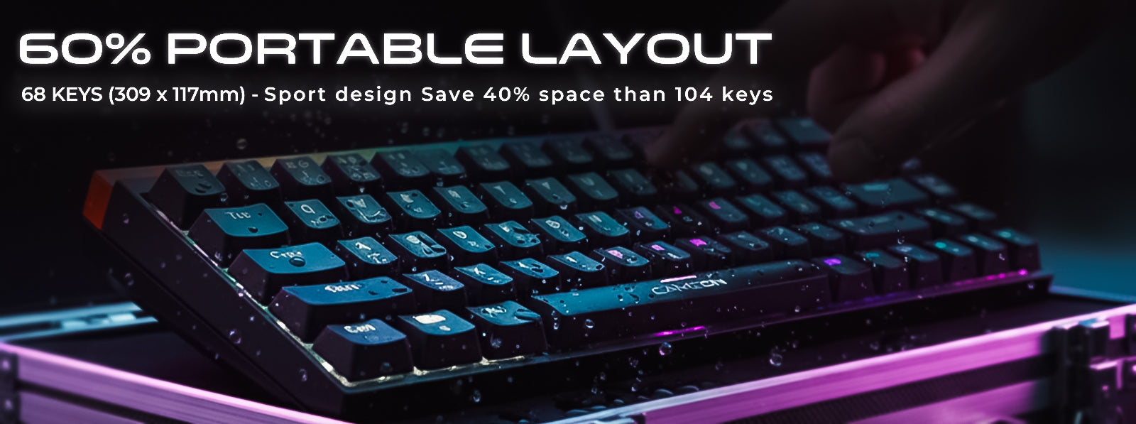 GAMEON PRIMEX GO-MK260-RS 60% RGB mechanical gaming keyboard with 68-key compact layout, space-saving design, and portable form factor for efficient gaming and productivity.