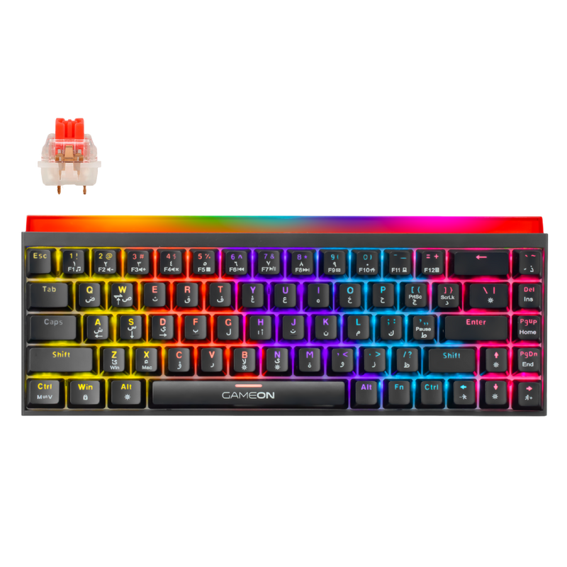 GAMEON PRIMEX GO-MK260-RS 60% RGB Mechanical Gaming Keyboard – Front view showing red switches and compact layout.