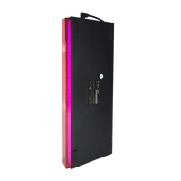 Bottom view of GAMEON PRIMEX GO-MK260-RS 60% RGB mechanical keyboard showing label, side RGB light bar, and anti-slip rubber pads.