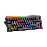Angled view of GAMEON PRIMEX GO-MK260-RS 60% RGB Mechanical Gaming Keyboard - red switches, Type-C connection, and full RGB edge lighting.
