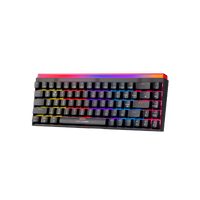 Angled front-right view of GAMEON PRIMEX GO-MK260-RS 60% RGB mechanical keyboard, compact layout with rainbow backlighting and raised top light bar.