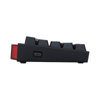 Side view of GAMEON PRIMEX GO-MK260-RS 60% RGB mechanical keyboard showing the Type-C connection port and sloped key profile.