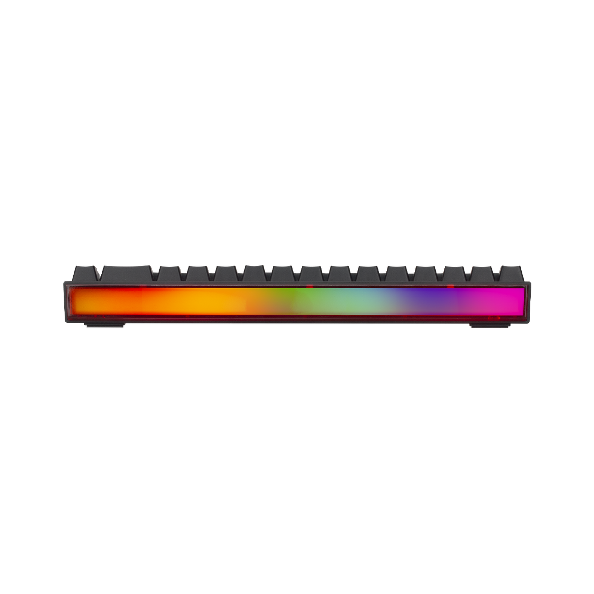 Rear view of GAMEON PRIMEX GO-MK260-RS 60% RGB mechanical keyboard showing the full-length RGB light bar illumination.