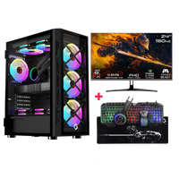 Customized Gaming PC Bundle - Intel i5 12400F Processor, 16GB RAM, 1TB SSD, RTX 3050 6GB, 650W PSU, Liquid Cooler, 24" FHD 180Hz IPS Monitor & All-in-One Gaming Bundle (Keyboard, Headset, Mouse, Mousepad) - Black