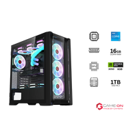 i5 14400F, 16GB RAM, 1TB SSD, RTX 3050 6GB, 650W PSU, 24" FHD 200Hz Monitor & All-In-One Gaming Bundle (Keyboard, Headset, Mouse & Mousepad) - Black | Gaming PC Bundle