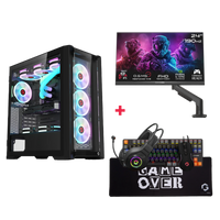Customized Gaming PC Bundle - Intel i5 14400F Processor, 16GB RAM, 1TB SSD, RTX 5060 8GB, 750W PSU, 24" FHD 190Hz Monitor with Stand & All-In-One Gaming Bundle (Keyboard, Headset, Mouse & Mousepad) - Black