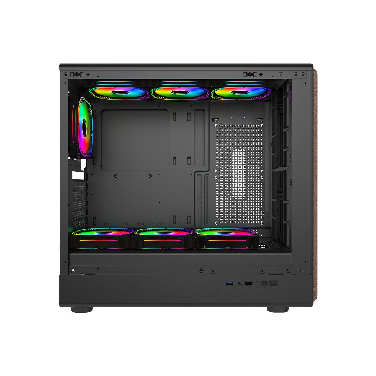 GAMEON TIMBER Midnight Series ARGB + PWM Mid Tower Gaming Case - Wood/Black