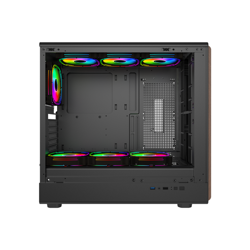 GAMEON TIMBER Midnight Series ARGB + PWM Mid Tower Gaming Case - Wood/Black