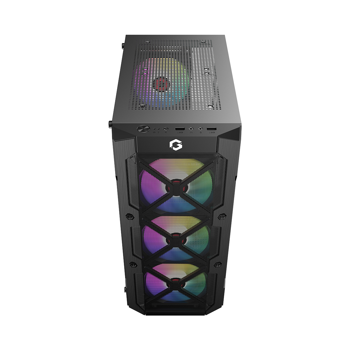 علبة ألعاب GAMEON TRIDENT III-M POWERFORGE Series متوسطة الحجم مع مزود طاقة 750 واط مثبت مسبقًا - أسود 