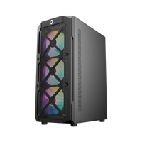 علبة ألعاب GAMEON TRIDENT III-M POWERFORGE Series متوسطة الحجم مع مزود طاقة 750 واط مثبت مسبقًا - أسود 