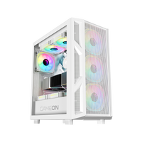 علبة ألعاب GAMEON Trident IV-A POWERFORGE Series متوسطة الحجم مع مزود طاقة 750 واط مثبت مسبقًا - أبيض