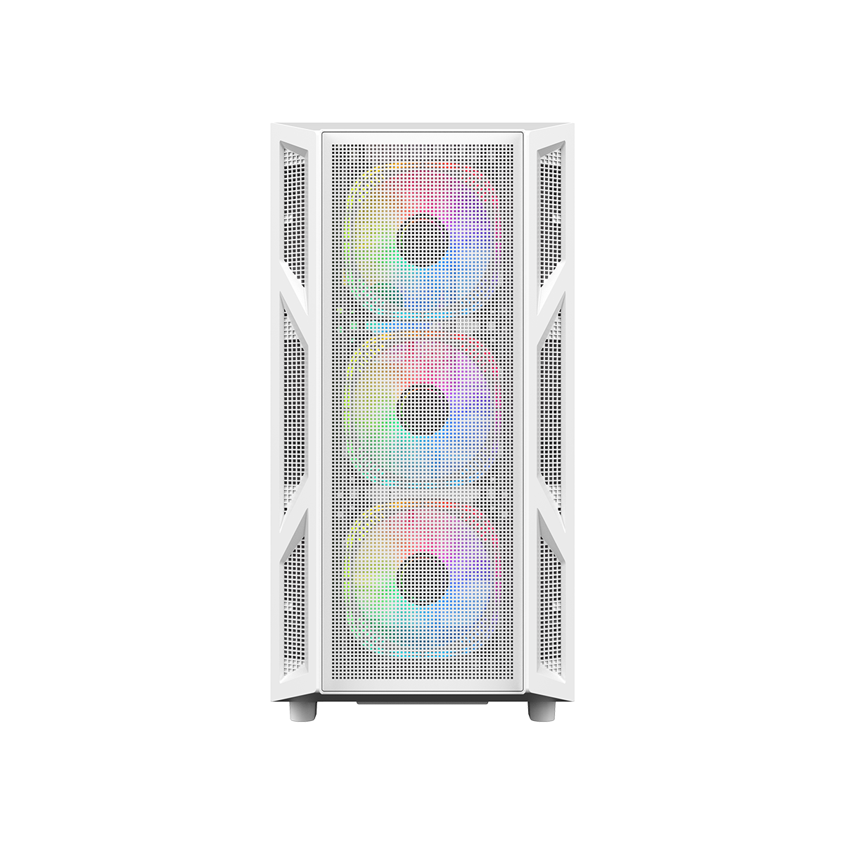 علبة ألعاب GAMEON Trident IV-A POWERFORGE Series متوسطة الحجم مع مزود طاقة 750 واط مثبت مسبقًا - أبيض