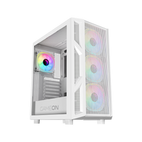 علبة ألعاب GAMEON Trident IV-A POWERFORGE Series متوسطة الحجم مع مزود طاقة 750 واط مثبت مسبقًا - أبيض