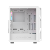 علبة ألعاب GAMEON Trident IV-A POWERFORGE Series متوسطة الحجم مع مزود طاقة 750 واط مثبت مسبقًا - أبيض