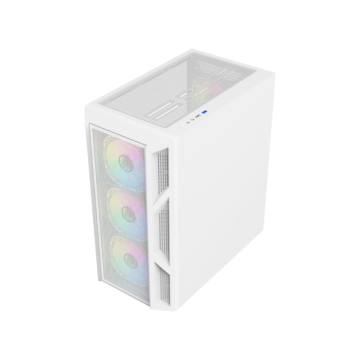 علبة ألعاب GAMEON Trident IV-A POWERFORGE Series متوسطة الحجم مع مزود طاقة 750 واط مثبت مسبقًا - أبيض