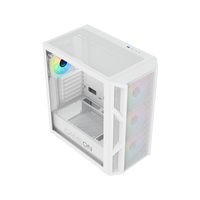 علبة ألعاب GAMEON Trident IV-A POWERFORGE Series متوسطة الحجم مع مزود طاقة 750 واط مثبت مسبقًا - أبيض