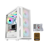 علبة ألعاب GAMEON Trident IV-A POWERFORGE Series متوسطة الحجم مع مزود طاقة 750 واط مثبت مسبقًا - أبيض