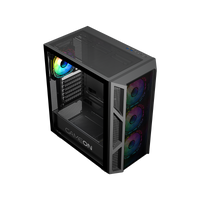 علبة ألعاب GAMEON Trident IV-M POWERFORGE Series متوسطة الحجم مع مزود طاقة 750 واط مثبت مسبقًا - أسود