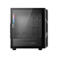 علبة ألعاب GAMEON Trident IV-M POWERFORGE Series متوسطة الحجم مع مزود طاقة 750 واط مثبت مسبقًا - أسود