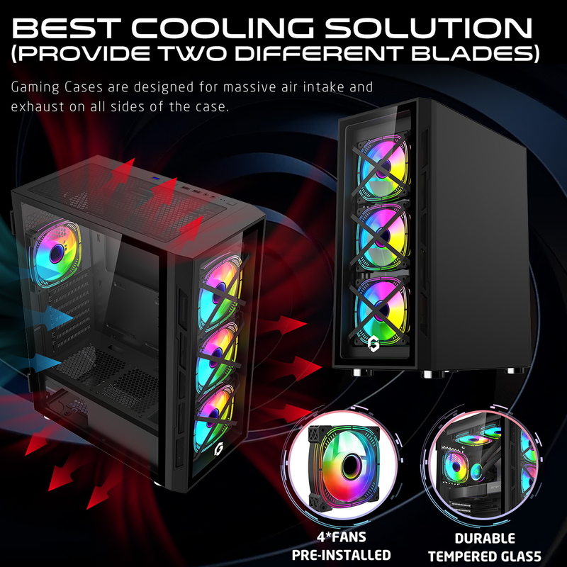 Customized Gaming PC Bundle - Intel i5 12400F Processor, 16GB RAM, 1TB SSD, RTX 3050 6GB, 650W PSU, 24" FHD 180Hz Monitor & All-In-One Gaming Bundle (Keyboard, Headset, Mouse & Mousepad) - Black