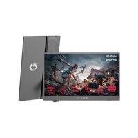 شاشة GAMEON GO15F60IPS-B FLEXVIEW Series محمولة بحجم 15.6 بوصة، 60 هرتز، 5 مللي ثانية، بمنفذي USB-C و HDMI 1.4، تصميم نحيف، لوحة IPS مع مسند - أسود