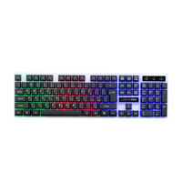 Top view of GAMEON DOMINION Series GO21KM-B RGB Wired Keyboard showing full-size English/Arabic key layout with multi-zone rainbow backlighting and numeric keypad.