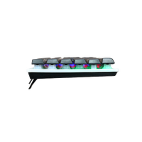 Side profile of GAMEON DOMINION Series GO21KM-B RGB Wired Keyboard showcasing key height, slim chassis, and under-key rainbow lighting illumination.