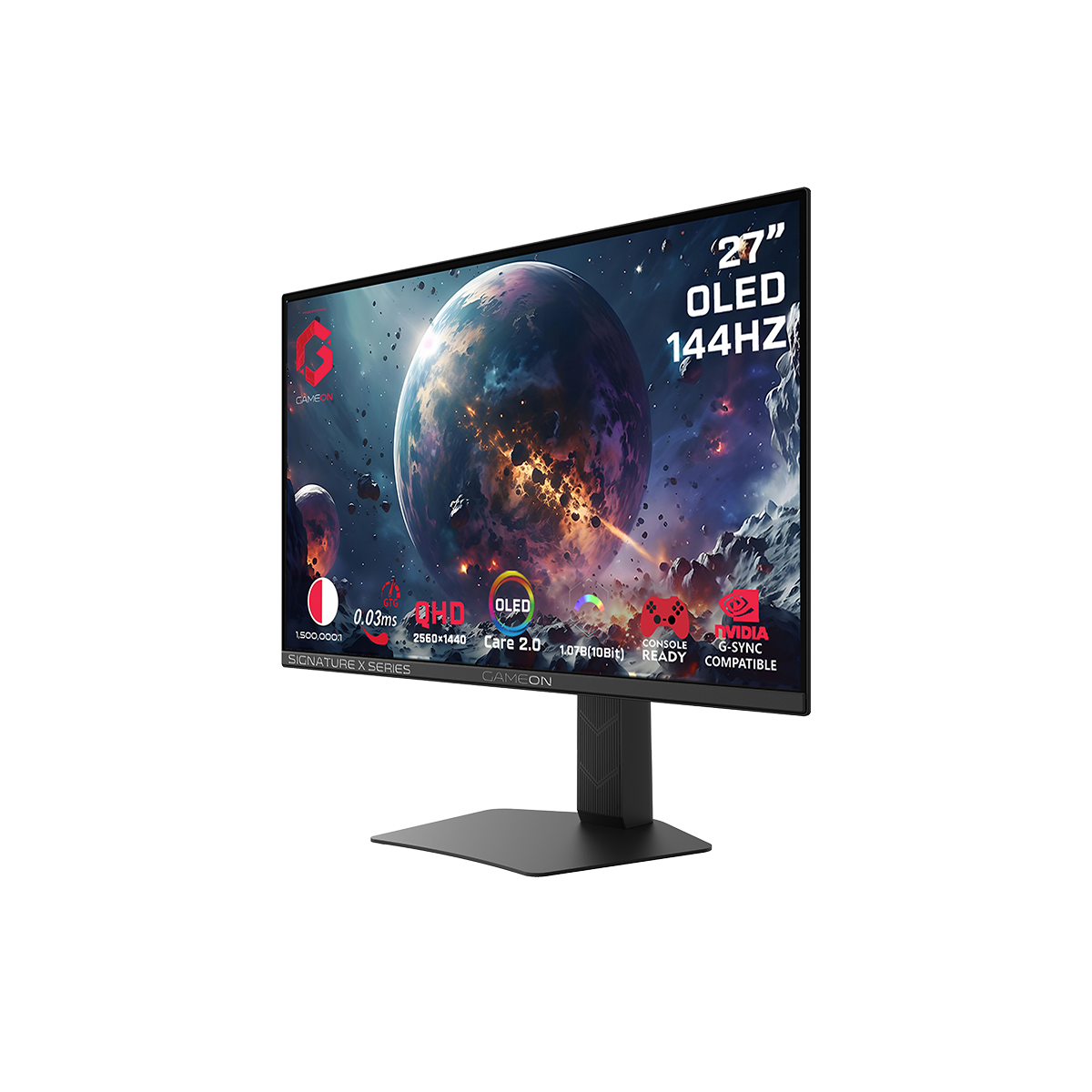 GAMEON GO27QDOLD144 Signature X Series 27" OLED QHD, 144Hz, 0.03ms, HDMI 2.1, Gaming Monitor (Supports PS5) – Black