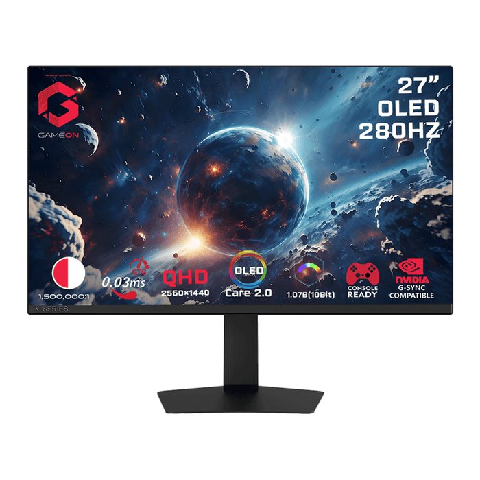 جيم أون, شاشة الألعاب فئة سيجنتشر اكس بحجم 27 بوصة, OLED QHD, 280Hz, 0.03ms, HDMI 2.1 متوافق مع جهاز سوني 5 - أسود