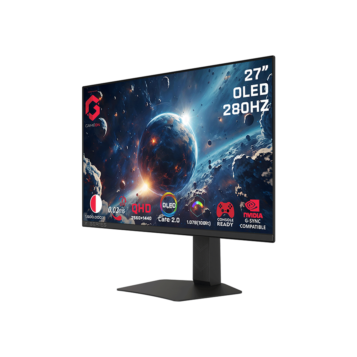 جيم أون, شاشة الألعاب فئة سيجنتشر اكس بحجم 27 بوصة, OLED QHD, 280Hz, 0.03ms, HDMI 2.1 متوافق مع جهاز سوني 5 - أسود