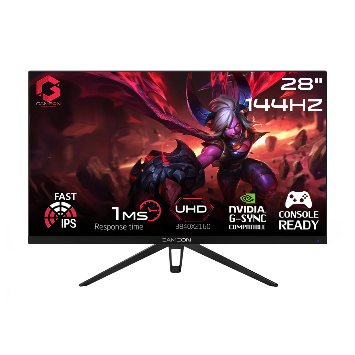 GAMEON GO28UHD144IPS Premium Series 28" 4K UHD, 144Hz, 1ms, HDMI 2.1, IPS Gaming Monitor (Supports PS5) - Black