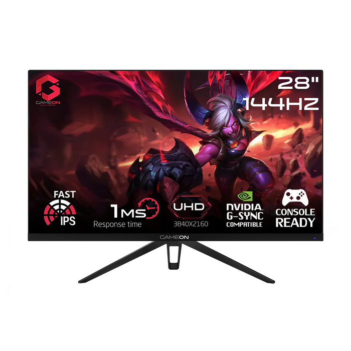 GAMEON GO28UHD144IPS Premium Series 28" 4K UHD, 144Hz, 1ms, HDMI 2.1, IPS Gaming Monitor (Supports PS5) - Black