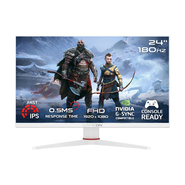 GAMEON GOA24FHD180IPS Artic Pro Series 24" FHD, 180Hz, MPRT 0.5ms, HDMI 2.0, Fast IPS Gaming Monitor (Supports PS5) - White