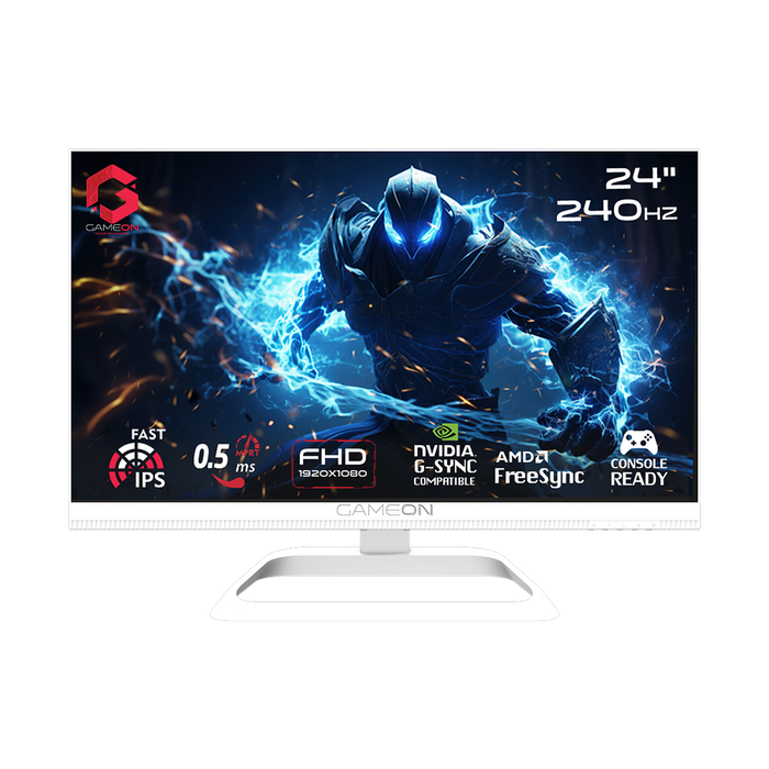 GAMEON GOA24FHD240IPS Artic Pro Series 24" FHD, 240Hz, MPRT 0.5ms, HDMI 2.1, Fast IPS Gaming Monitor (Supports PS5) - White