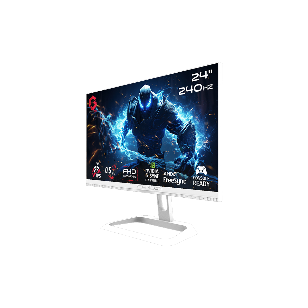 GAMEON GOA24FHD240IPS Artic Pro Series 24" FHD, 240Hz, MPRT 0.5ms, HDMI 2.1, Fast IPS Gaming Monitor (Supports PS5) - White