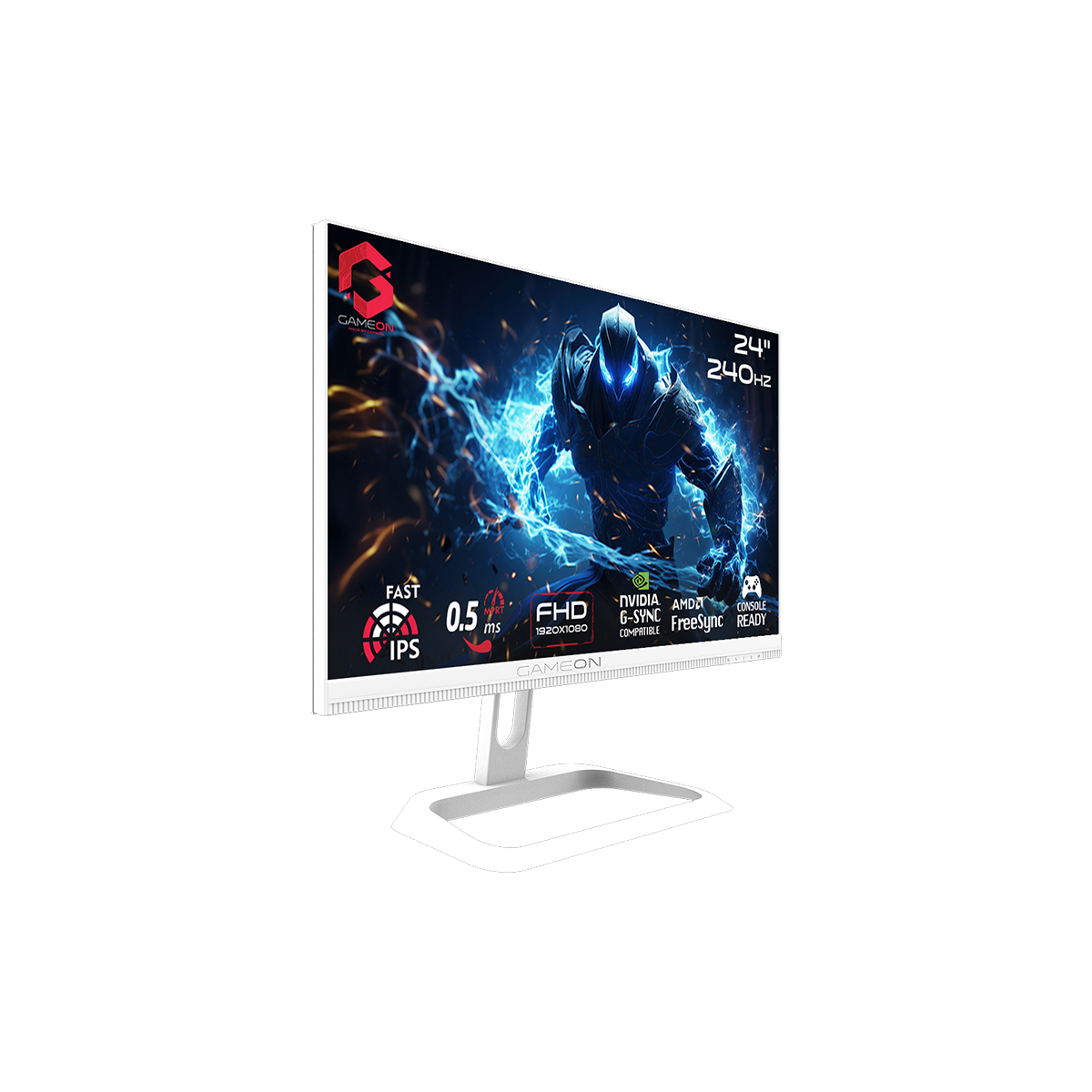 GAMEON GOA24FHD240IPS Artic Pro Series 24" FHD, 240Hz, MPRT 0.5ms, HDMI 2.1, Fast IPS Gaming Monitor (Supports PS5) - White