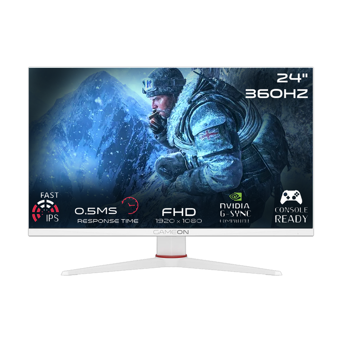 GAMEON GOA24FHD360IPS Artic Pro Series 24" FHD, 360Hz, MPRT 0.5ms, HDMI 2.1, Fast IPS Gaming Monitor (Supports PS5) - White