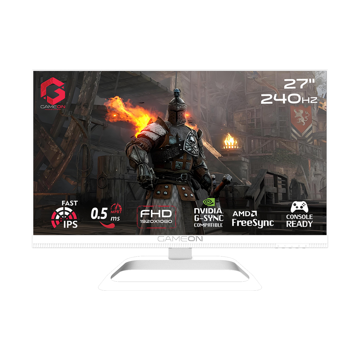 GAMEON GOA27FHD240IPS Artic Pro Series 27" FHD, 240Hz, MPRT 0.5ms, HDMI 2.1, Fast IPS Gaming Monitor (Supports PS5) - White