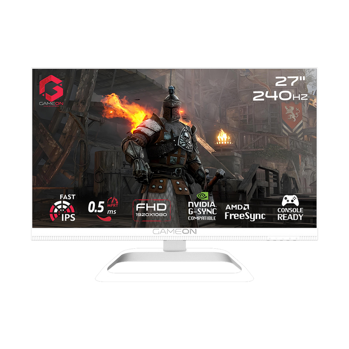 GAMEON GOA27FHD240IPS Artic Pro Series 27" FHD, 240Hz, MPRT 0.5ms, HDMI 2.1, Fast IPS Gaming Monitor (Supports PS5) - White