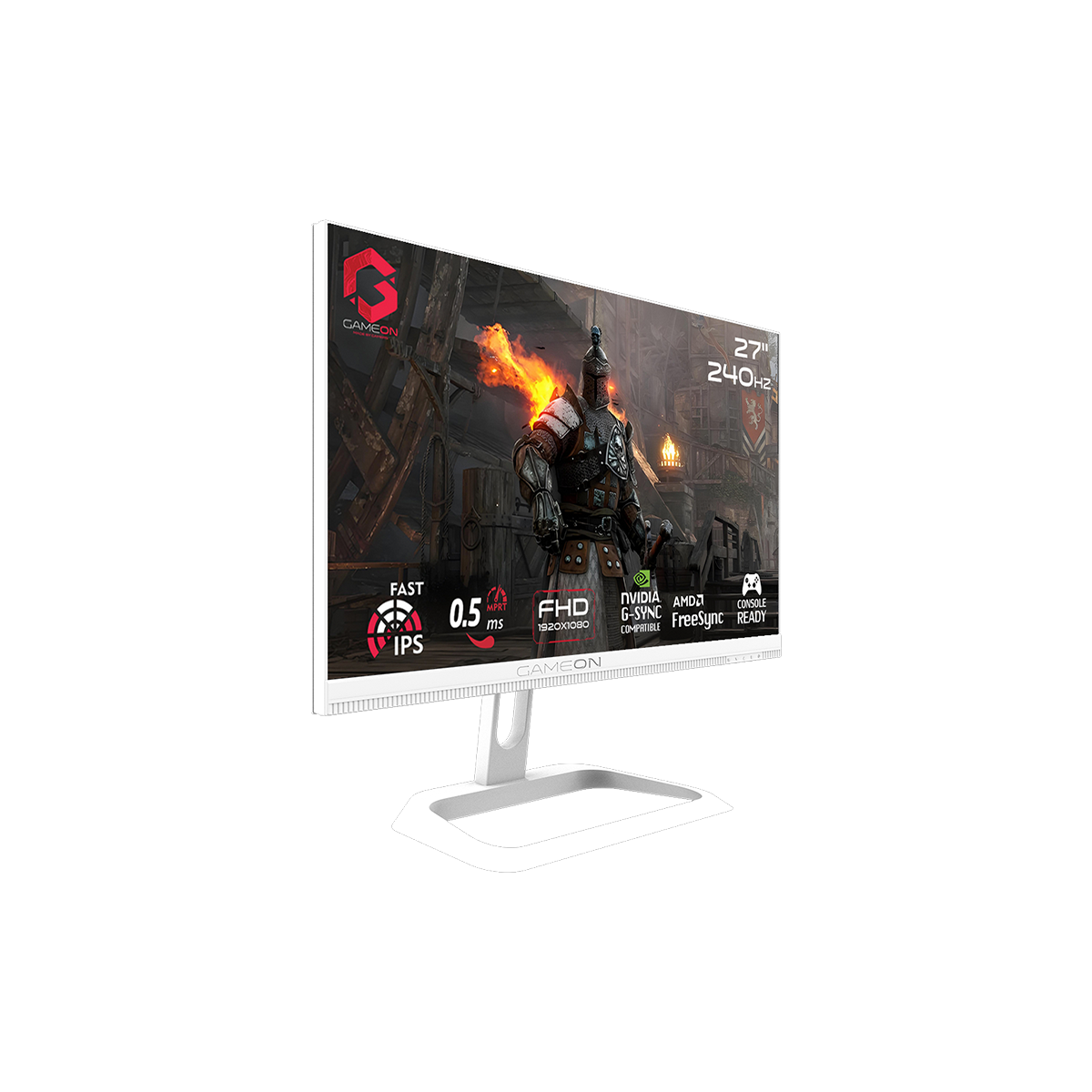 GAMEON GOA27FHD240IPS Artic Pro Series 27" FHD, 240Hz, MPRT 0.5ms, HDMI 2.1, Fast IPS Gaming Monitor (Supports PS5) - White