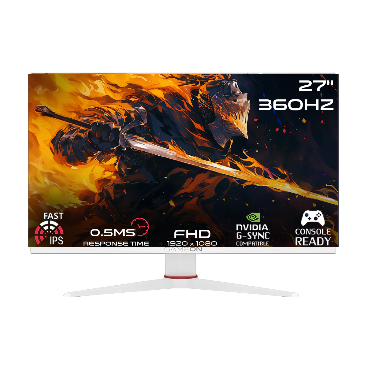 GAMEON GOA27FHD360IPS Artic Pro Series 27" FHD, 360Hz, MPRT 0.5ms, HDMI 2.1, Fast IPS Gaming Monitor (Supports PS5) - White