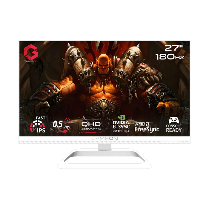 GAMEON GOA27QHD180IPS Artic Pro Series 27" QHD, 180Hz, MPRT 0.3ms, HDMI 2.1, Fast IPS Gaming Monitor (Supports PS5) - White