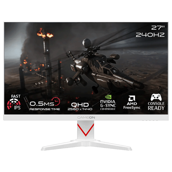 GAMEON GOAD27QHD240IPS Dominator Series 27" QHD, 240Hz, MPRT 0.5ms, HDMI 2.1, Fast IPS Gaming Monitor (Supports PS5) - White