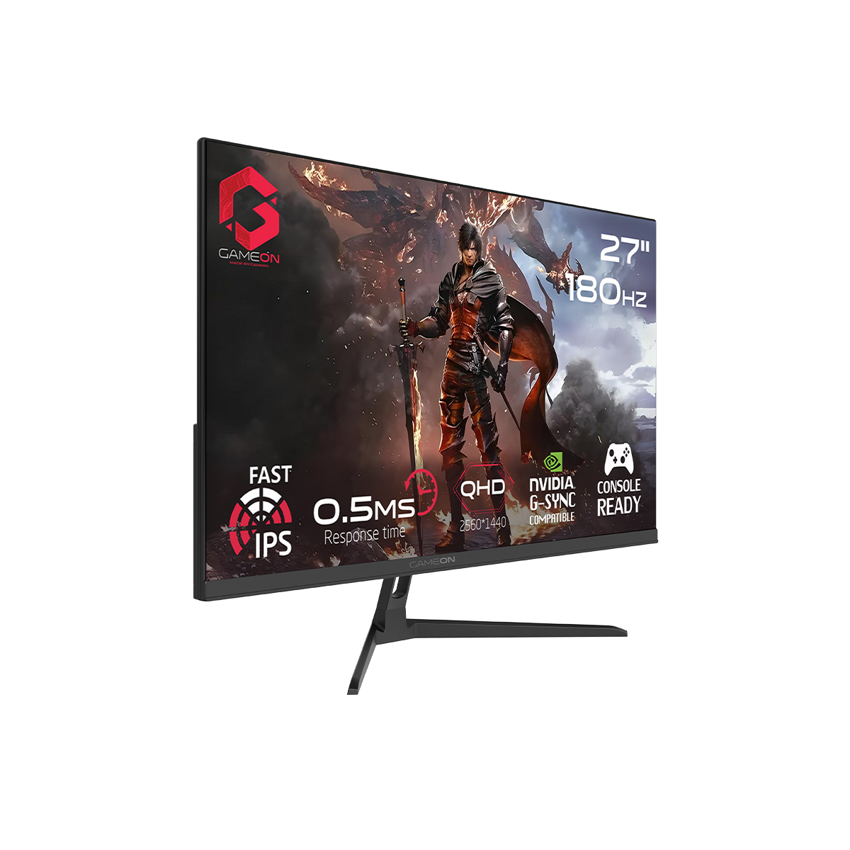 GAMEON GOAE27QHD180IPS Pro Series 27" QHD, 180Hz, MPRT 0.5ms, HDMI 2.1, Fast IPS Gaming Monitor (Supports PS5) - Black