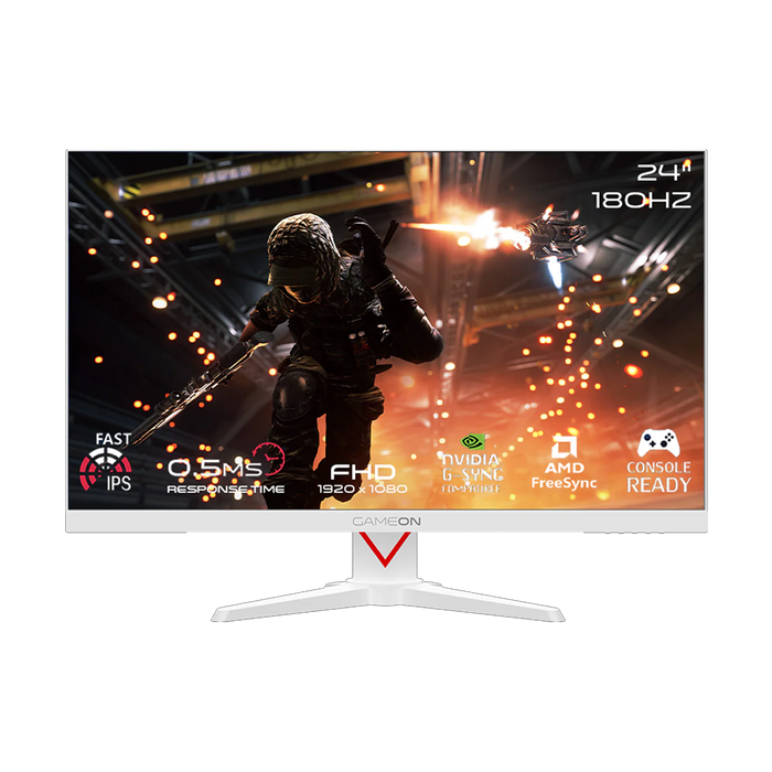 GAMEON GOAM24FHD180IPS Marksman Series 24" FHD, 180Hz, MPRT 0.5ms, HDMI 2.1, Fast IPS Gaming Monitor (Supports PS5) - White
